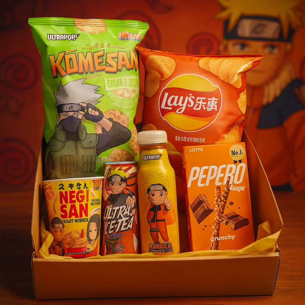 Ninja Snack Box – Caja Naruto con snacks, bebida y dulces japoneses