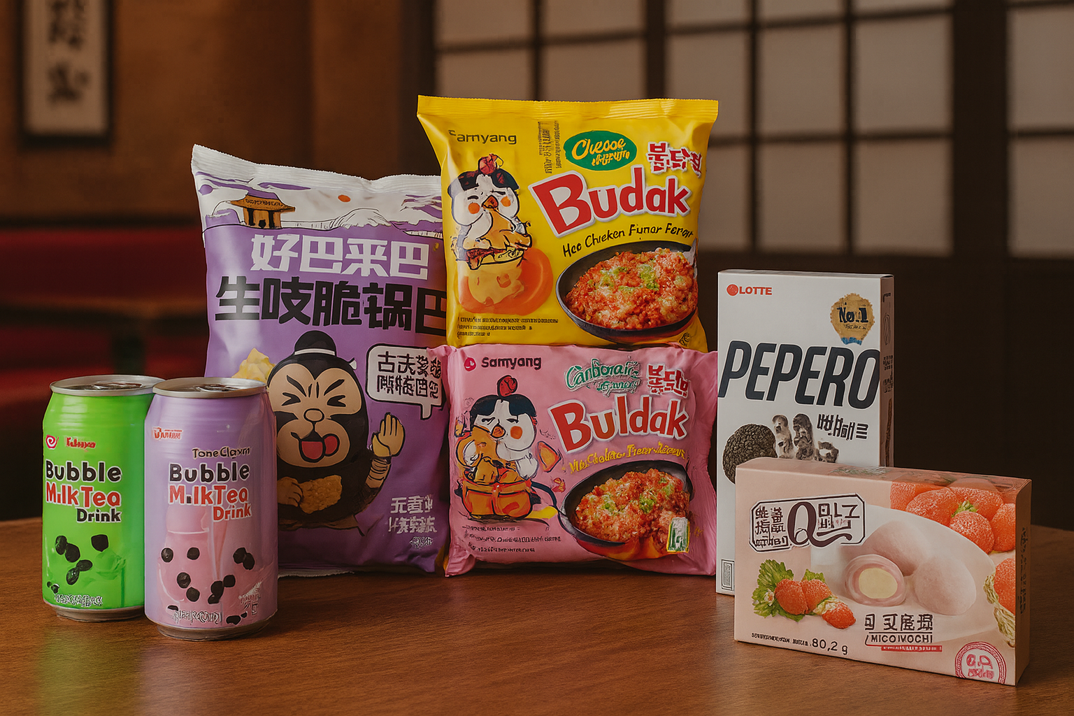Buldak Lovers Pack – Picante, Dulce y Bubble Tea para dos
