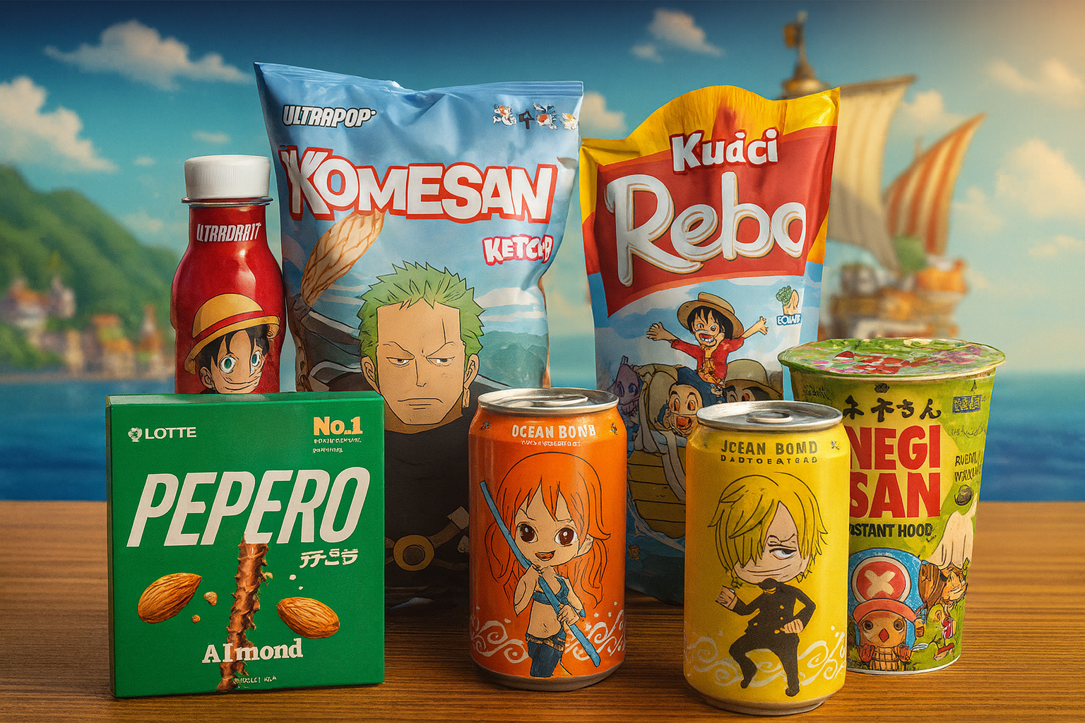 One Piece Adventure Box – Caja One Piece con snacks y bebidas japonesas