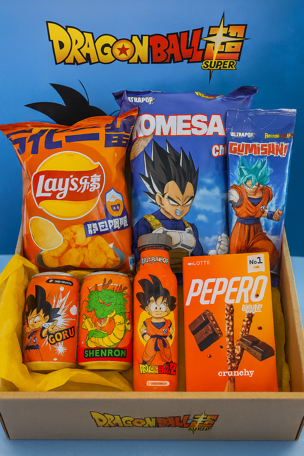 Dragon Ball energy box- Caja Dragon ball con snacks,  bebidas y dulces japoneses