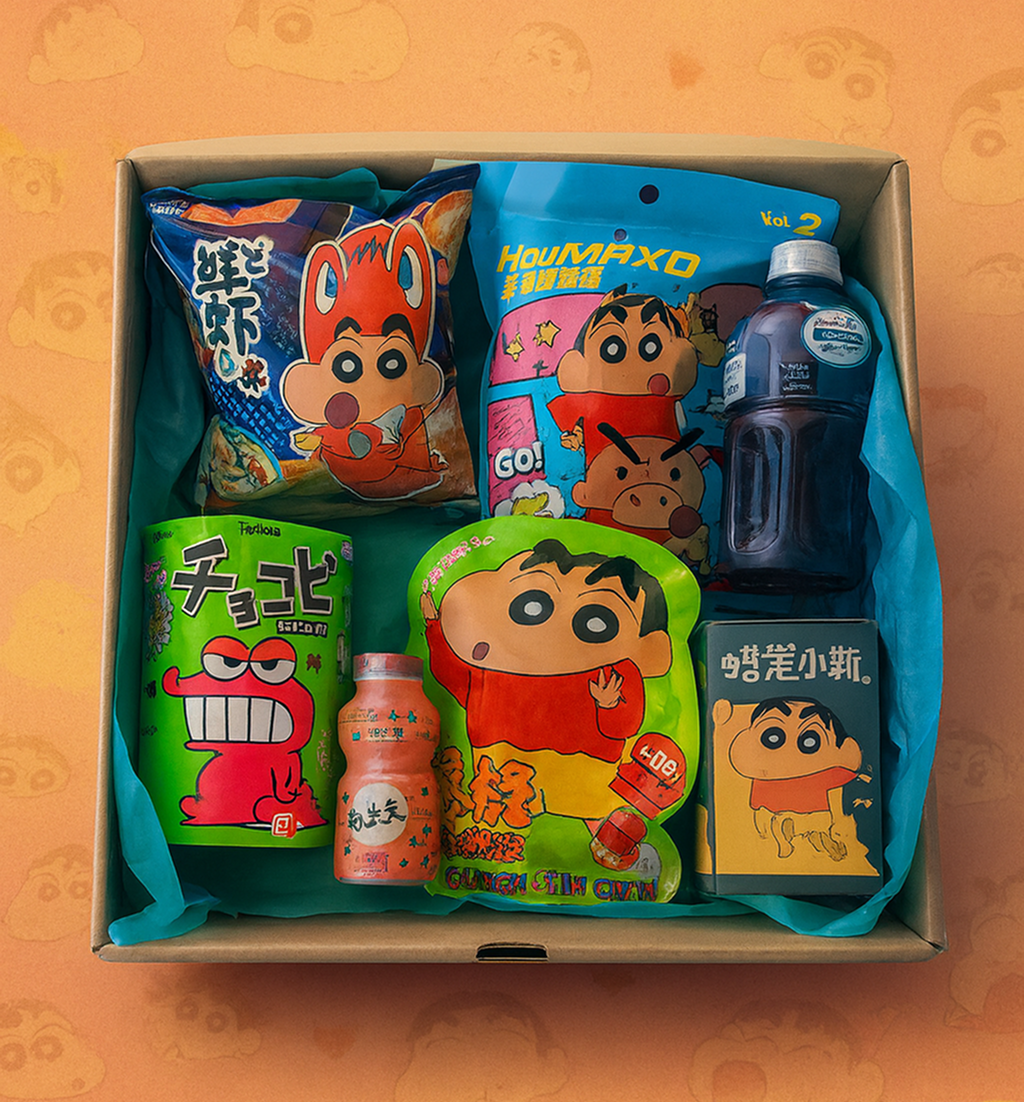Shinchan Snack Box – Caja Shinchan con dulces y bebida japonesa