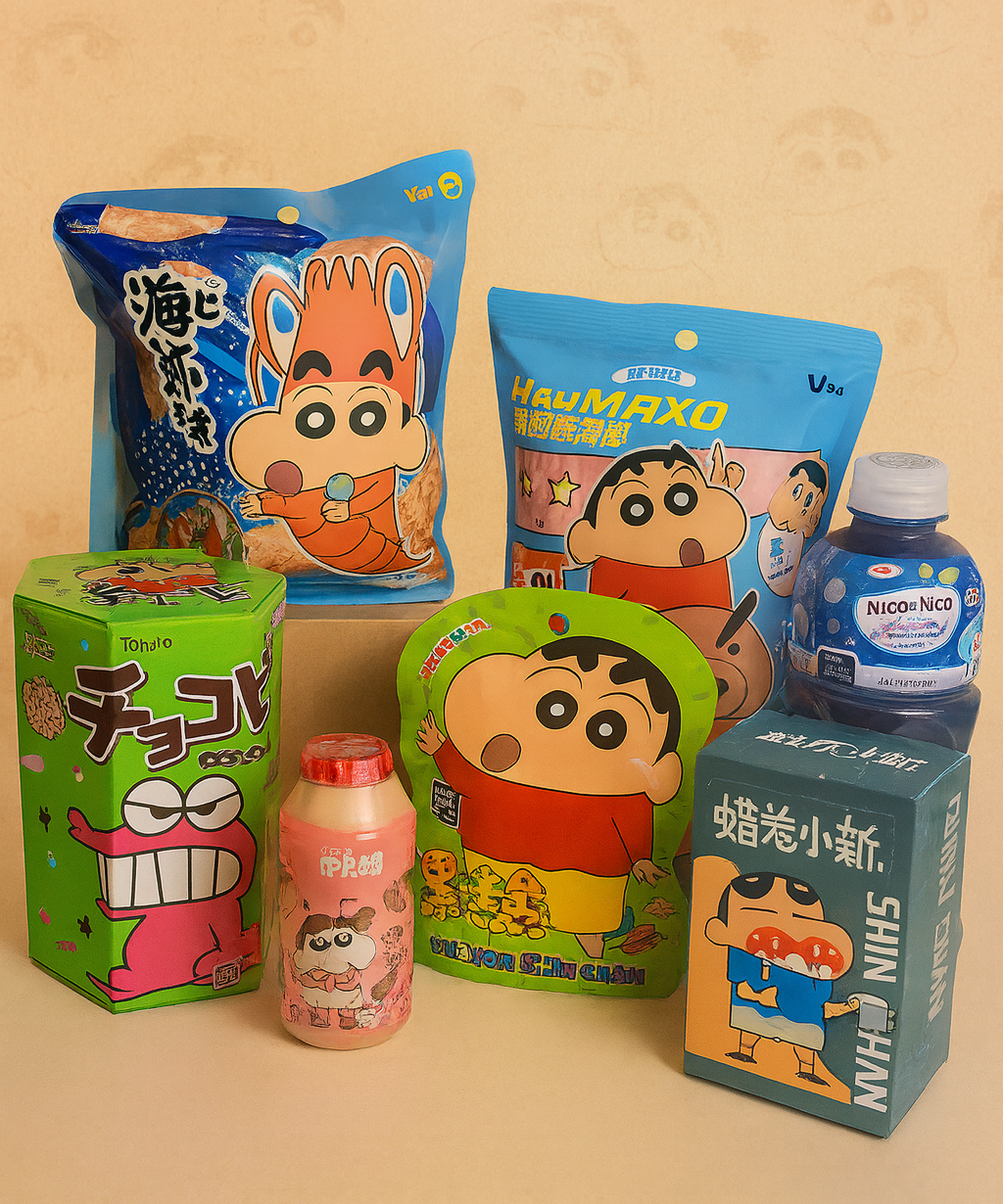 Shinchan Snack Box – Caja Shinchan con dulces y bebida japonesa