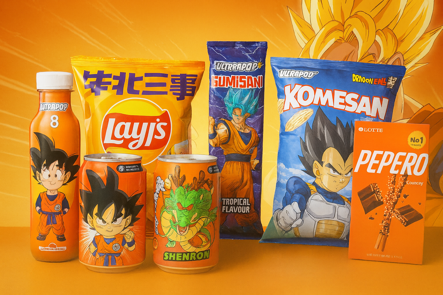Dragon Ball energy box- Caja Dragon ball con snacks,  bebidas y dulces japoneses